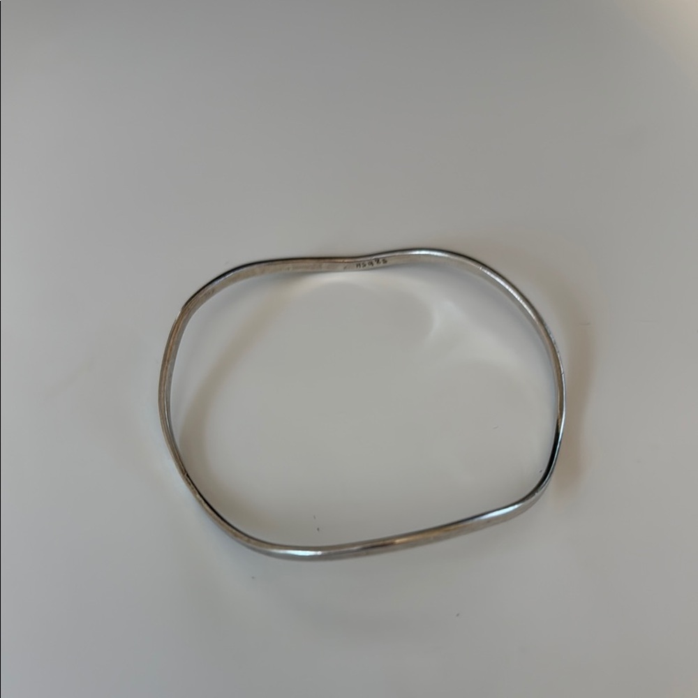 925 Solid Sterling Silver Bangle. Curved Shape